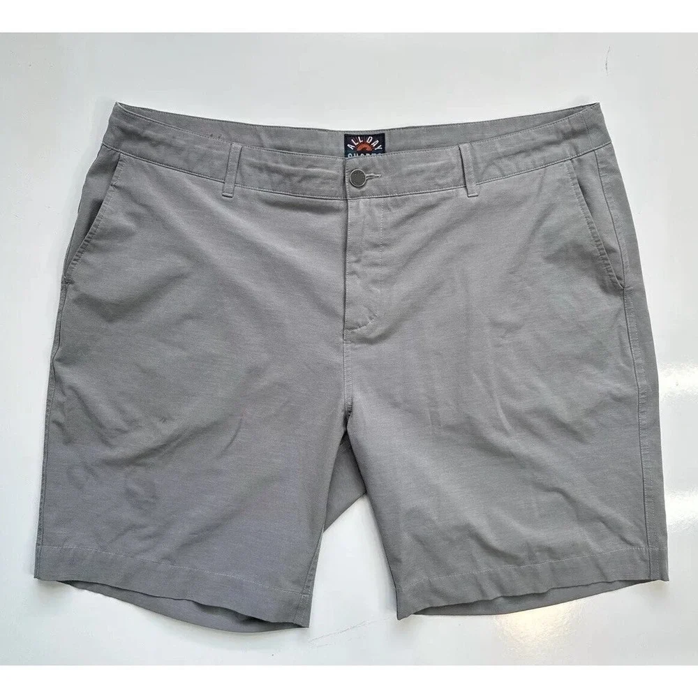 Faherty All Day Flat Front Shorts Mens Size 40 Gray Casual Drawstring **FLAW**
